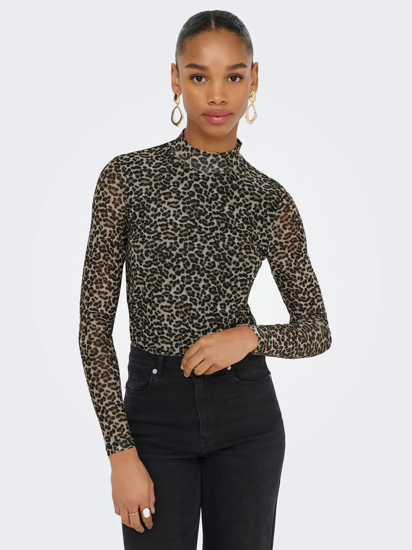 ONLY Erica Mesh LS Top 82 Leopard