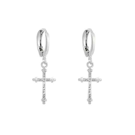 Oorbellen Cross Zilver