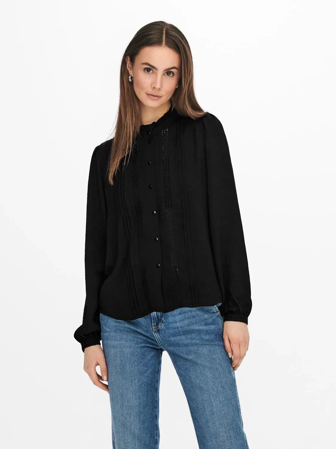 JDY Ellis LS Lace Shirt 10 Zwart SALE