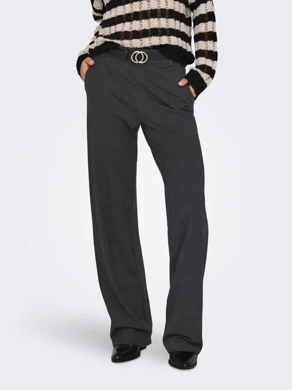 ONLY Poptrash Straight Pant 25 Dark Grey Melange