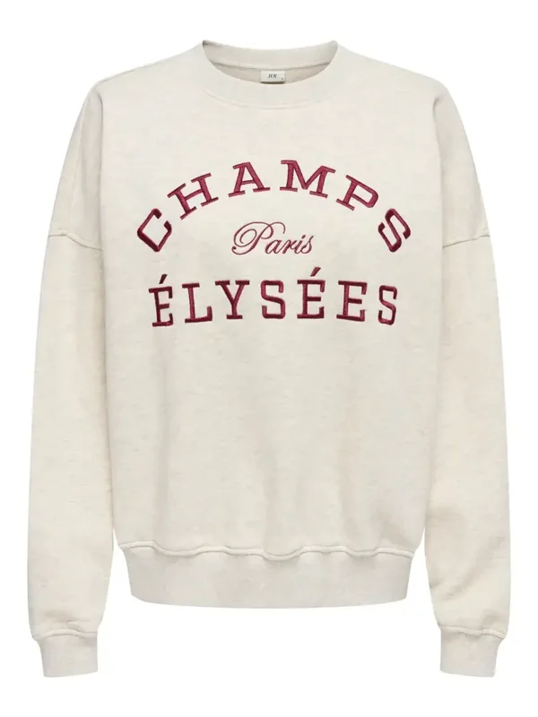 JDY Mesa LS Emb Swt 2 Oatmeal Champs Elysees