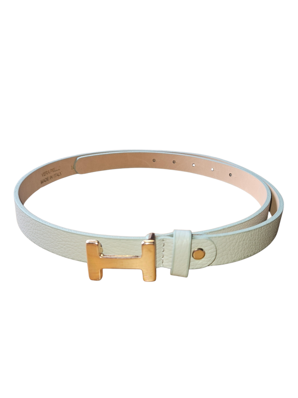Real leather belt mint green