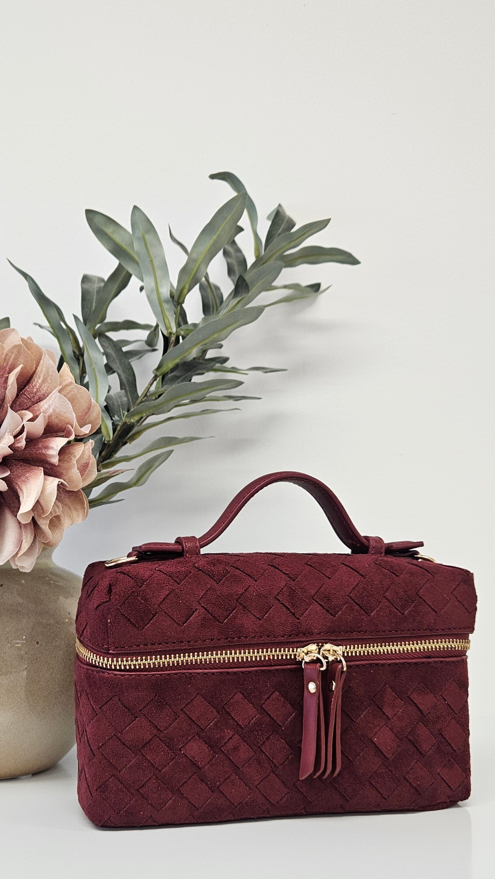 Suede bag burgundy