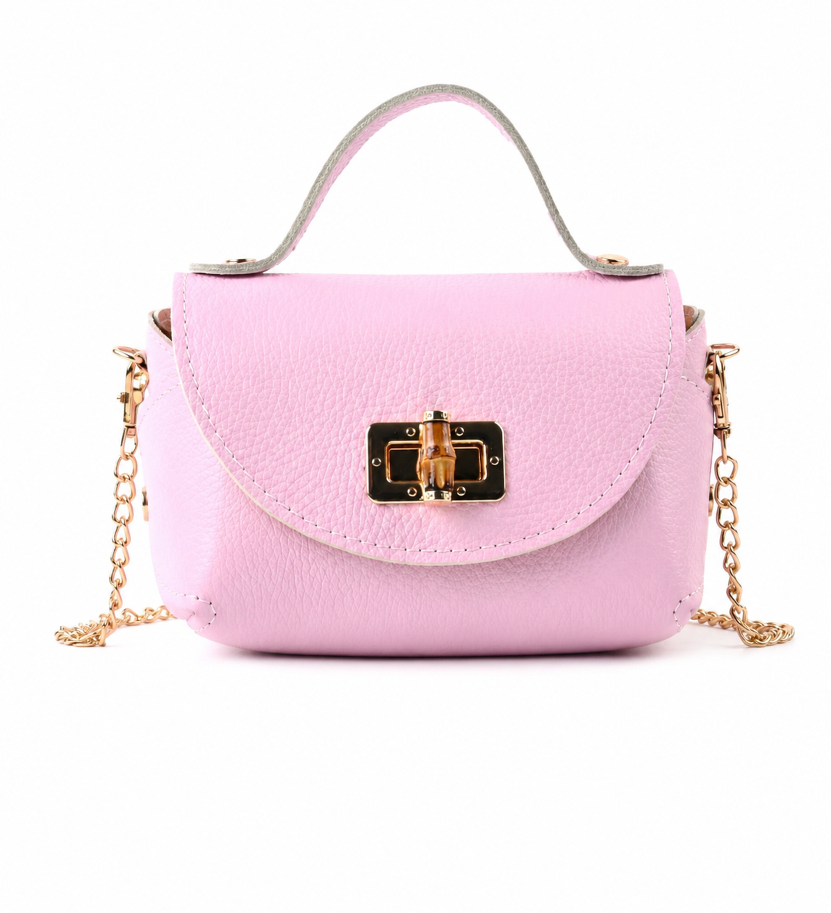 Real leather little bag pink