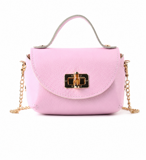 Real leather little bag pink