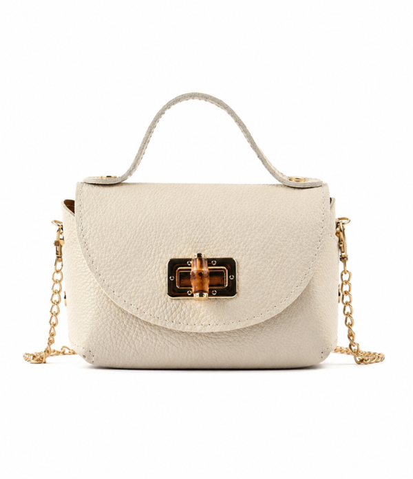 Real leather little bag beige