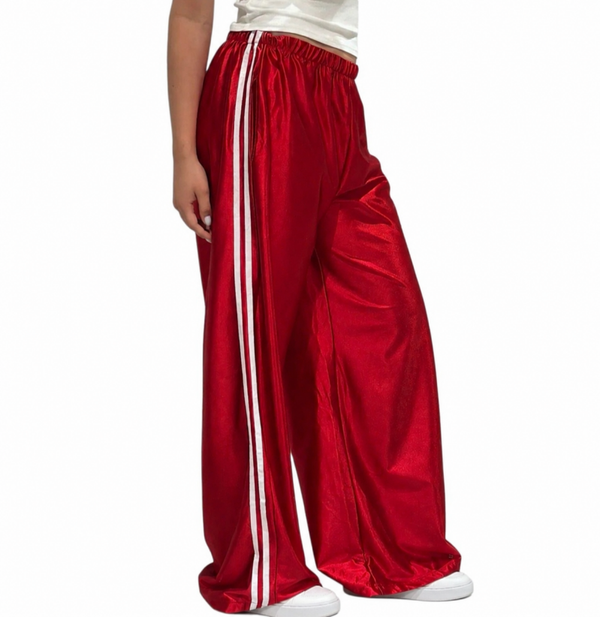 Satin jogger red