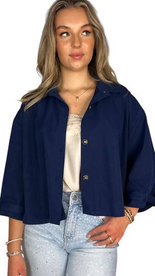cropped trenchcoat navy blue