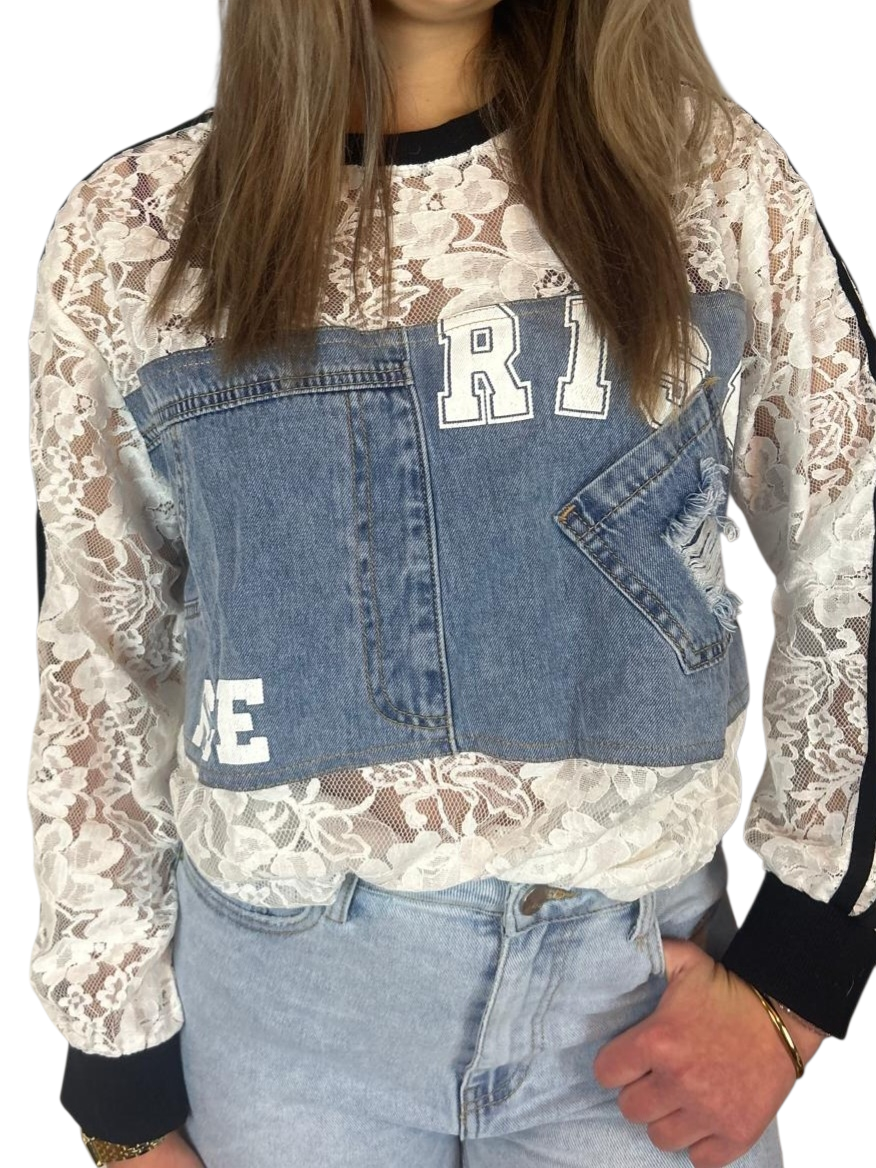 Lace & jeans top