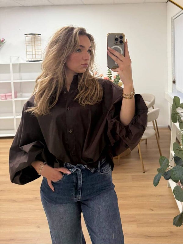 Batsleeve blouse brown