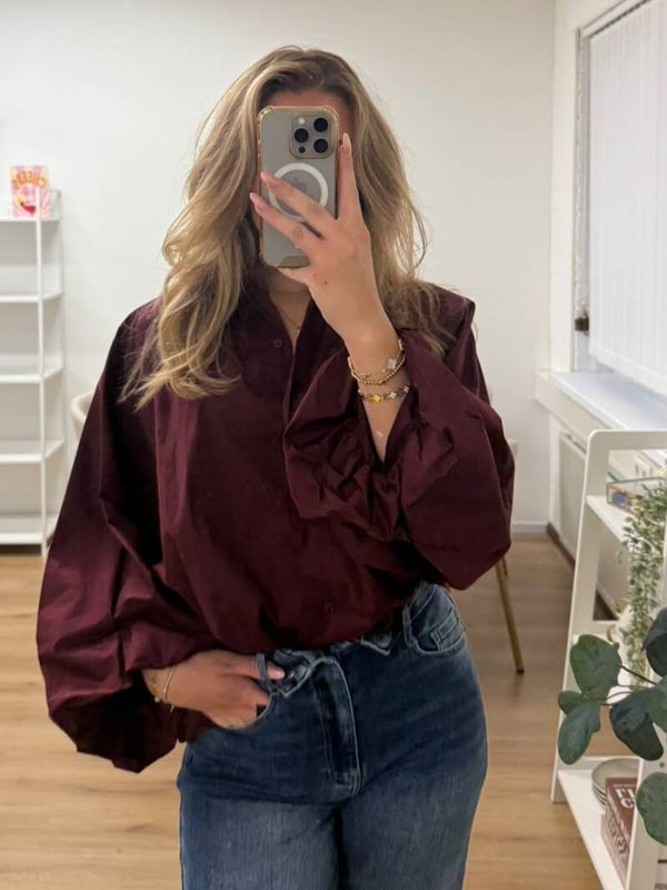 Batsleeve blouse burgundy