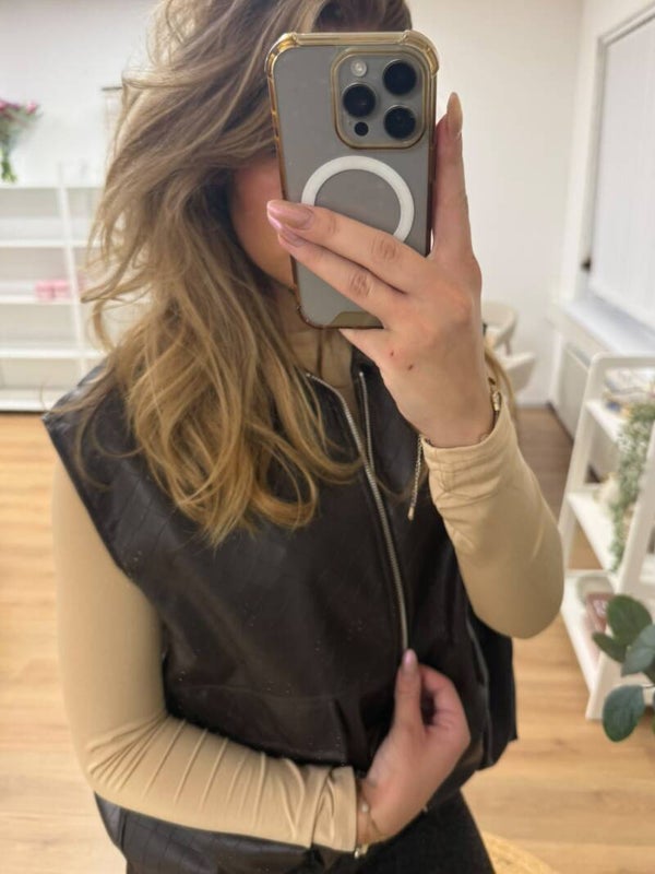 Leather look gilet