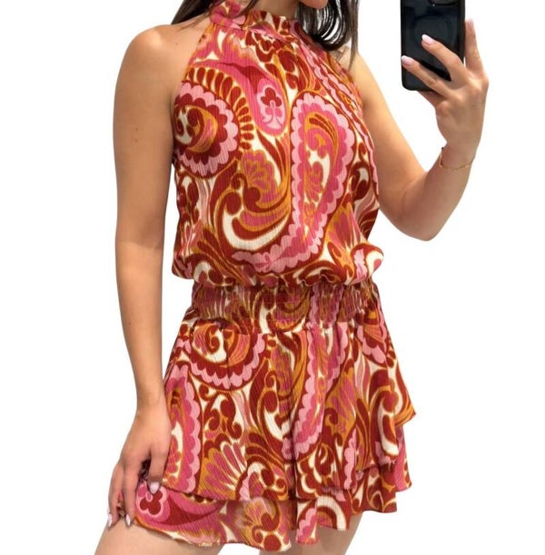 print dress pink and orange