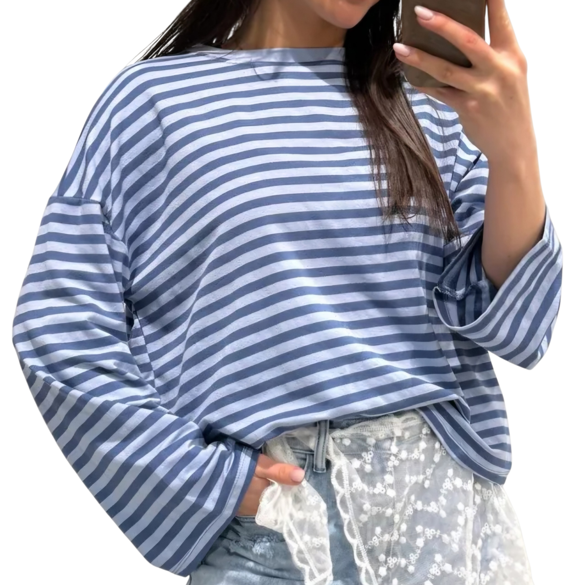 Stripe long sleeve blue