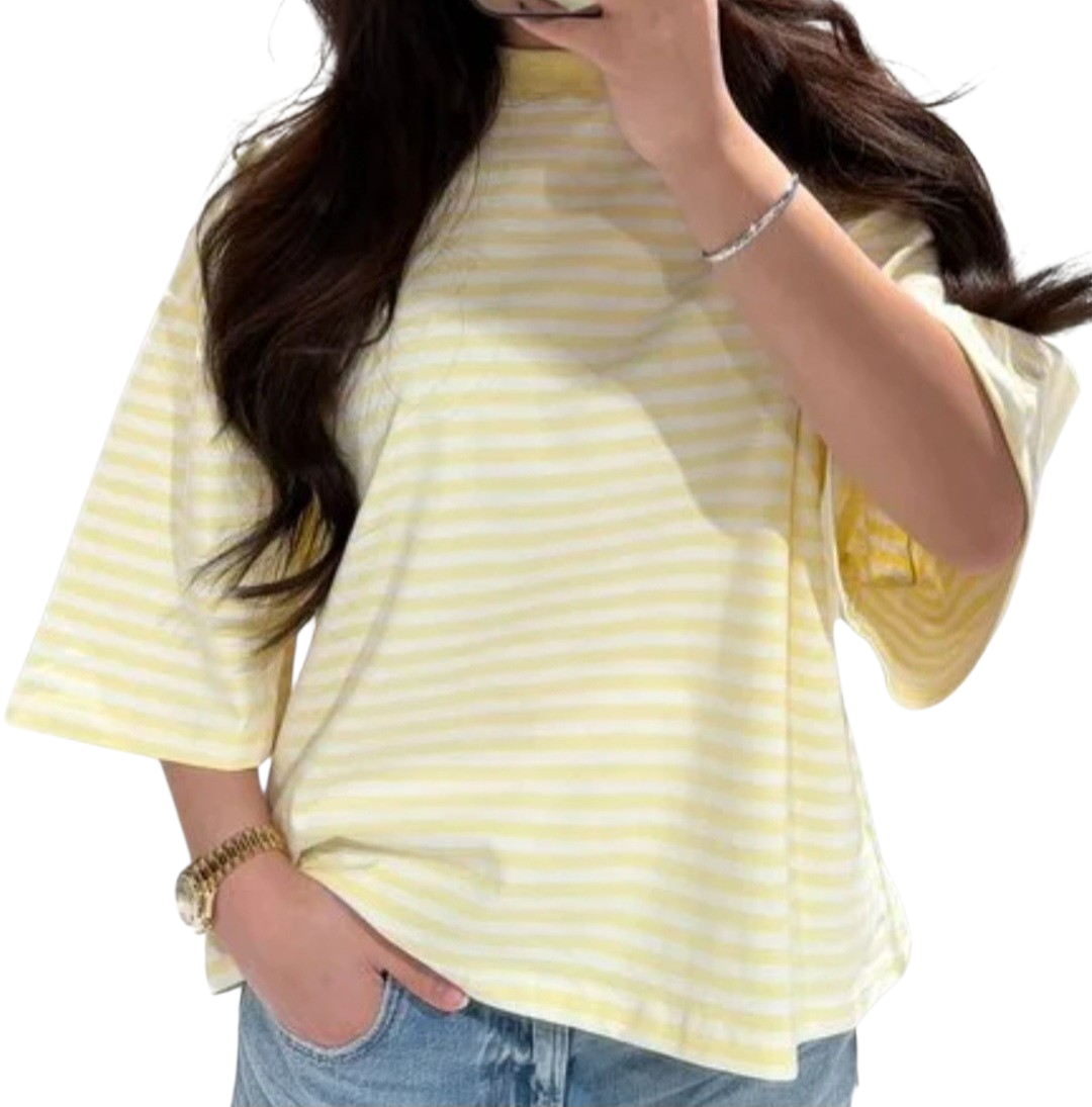 Redefined stripe T butter yellow