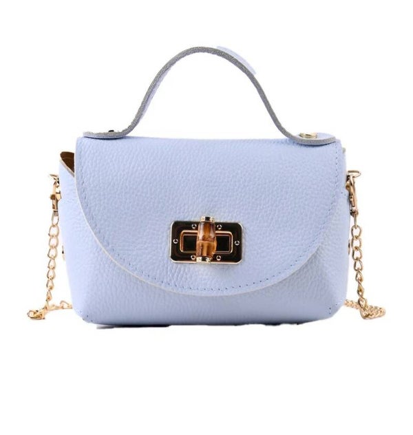 Real leather little bag blue