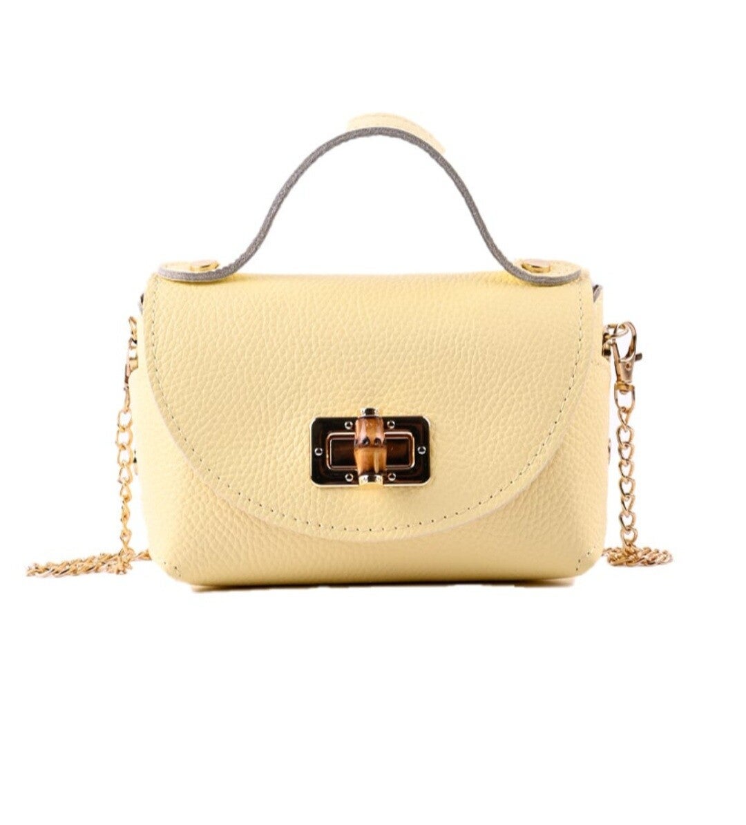 Real leather little bag butter yellow