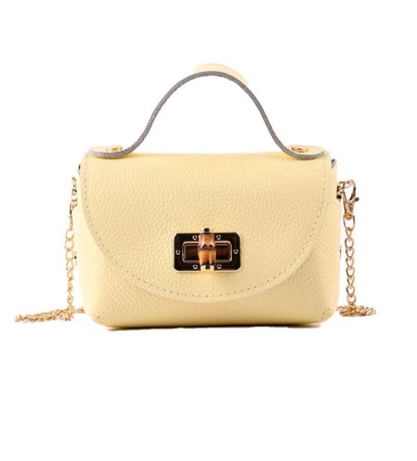 Real leather little bag butter yellow