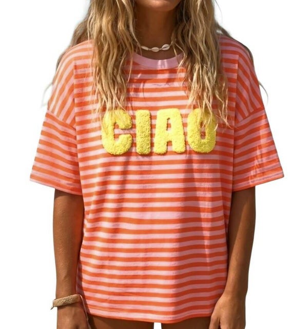 Ciao stripe shirt orange & pink