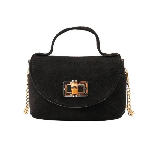 Real suede little bag dark brown