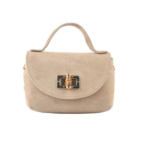 Real suede little bag dark beige
