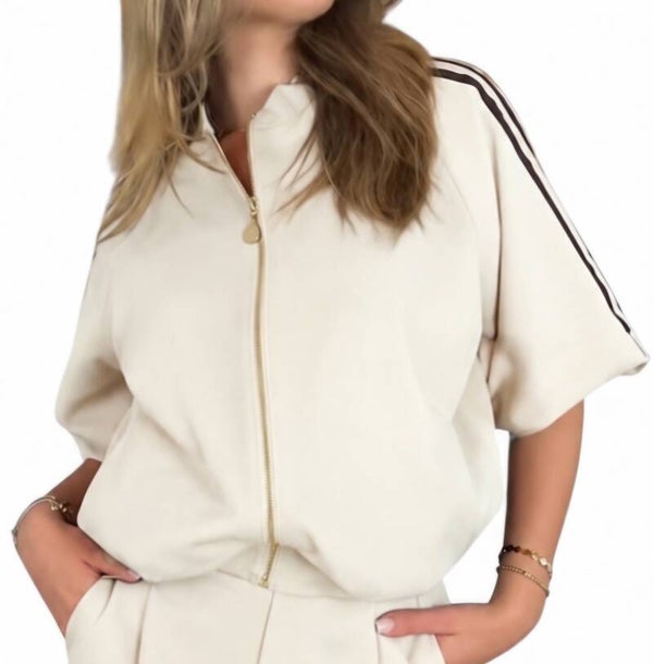 Marley stripe bomber beige