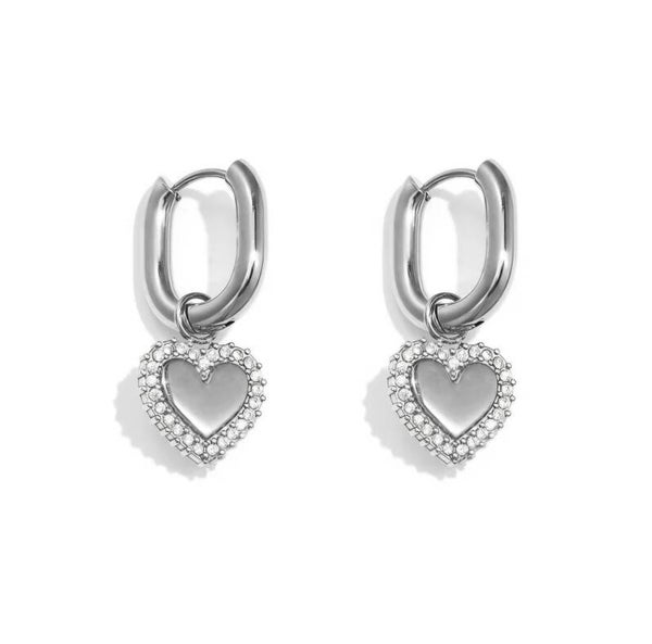 Sparkle heart earrings silver