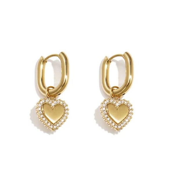 Sparkle heart earrings gold