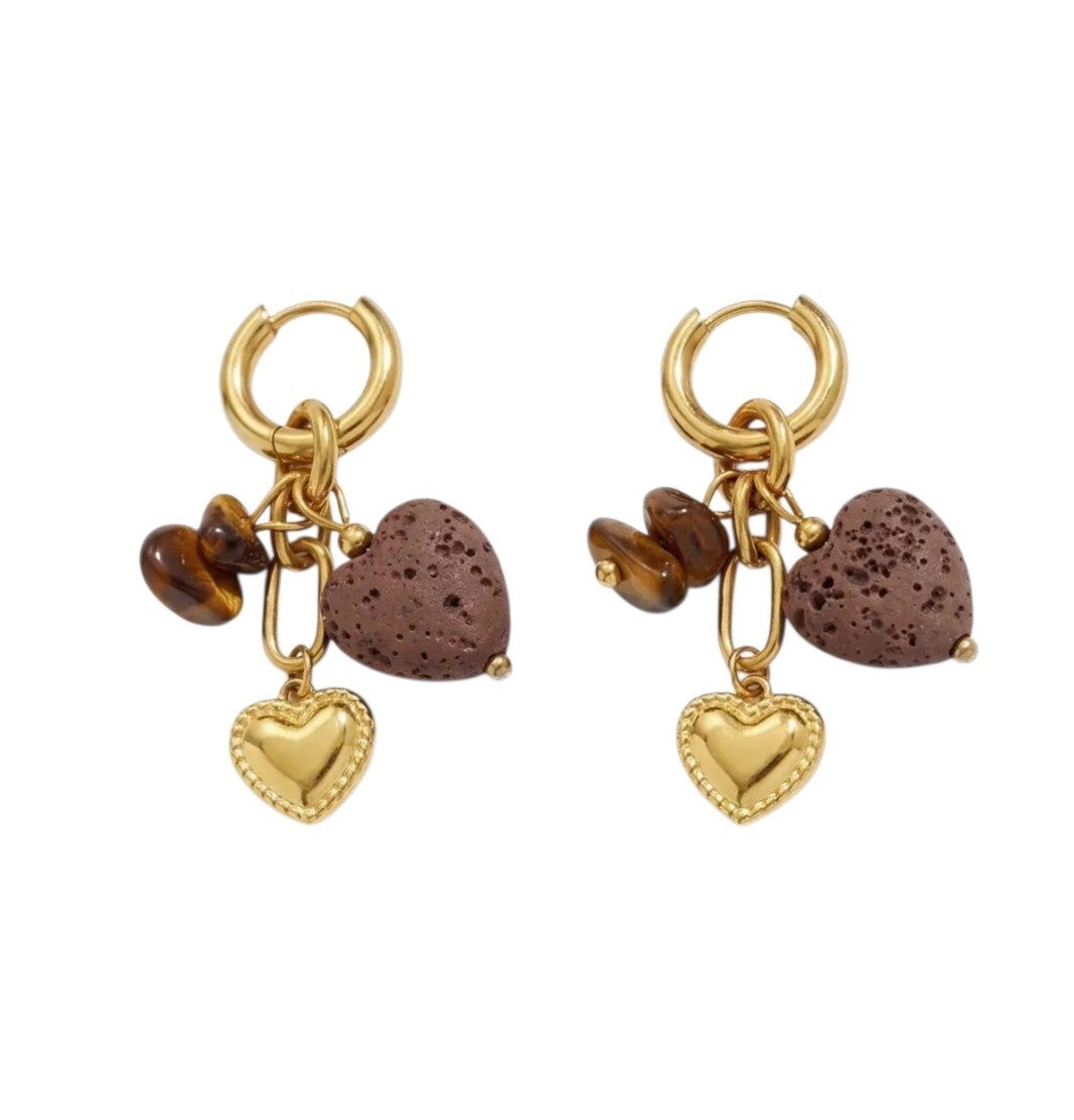 lovely brown earrings gold