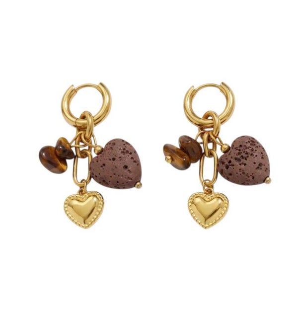 lovely brown earrings gold