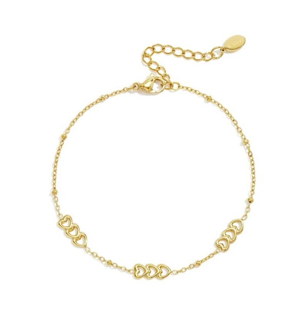 Triple heart bracelet gold