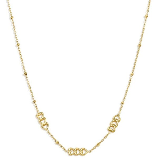Triple heart necklace gold