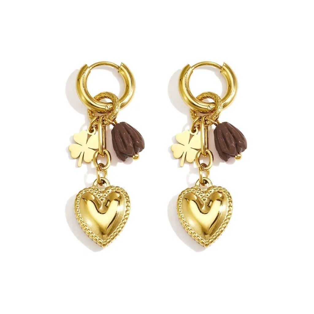 lucky heart earrings gold