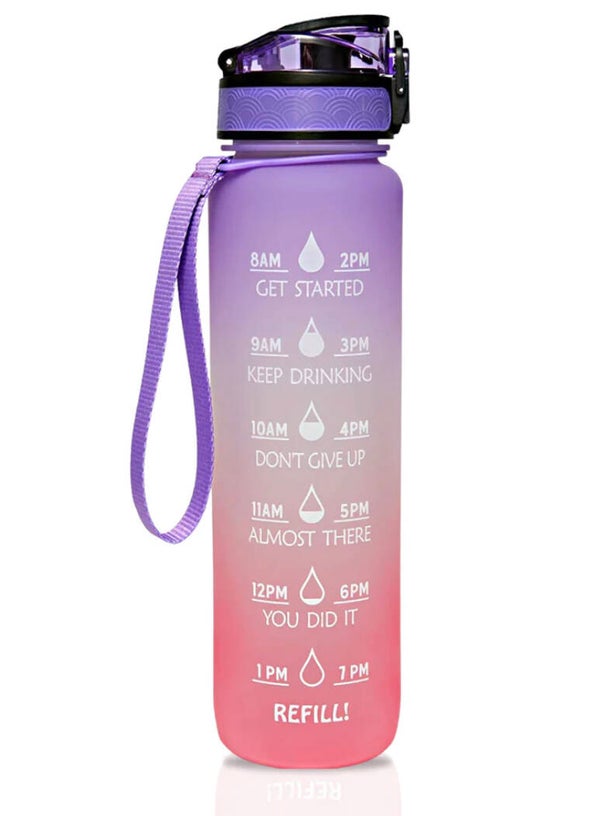 Motivatie Waterfles met tijdsmarkering Paars Oranje
