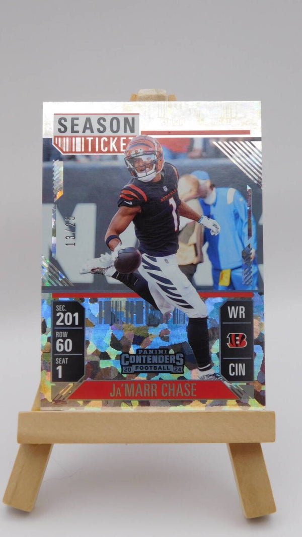 Ja'Marr Chase SP SN/25 2024 Contenders Hobby Cracked Ice #21 Cincinnati Bengals Football NFL