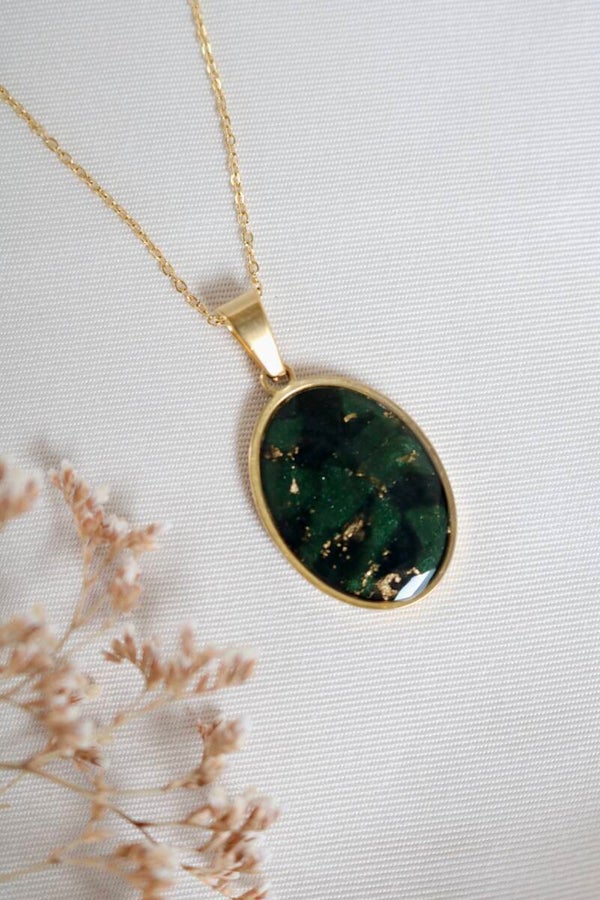 Ketting Ovaal Donkergroen/Zwart