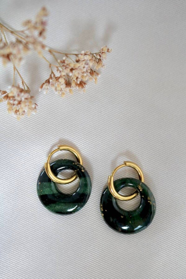 Oorbel Lola Groen/Zwart