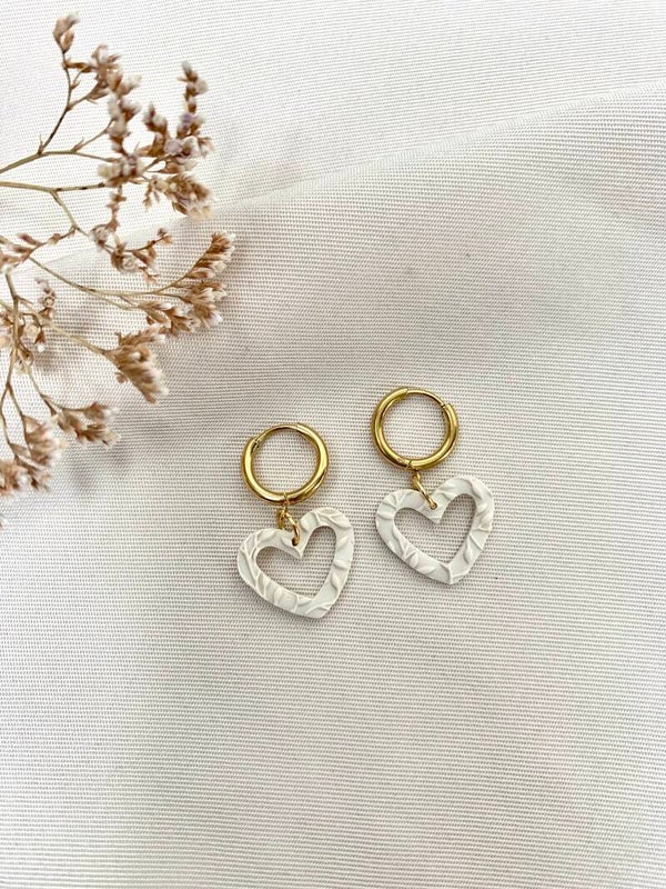 Oorbellen Hart mini Wit