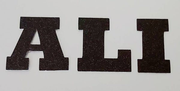 Topper naam karton glitter zwart