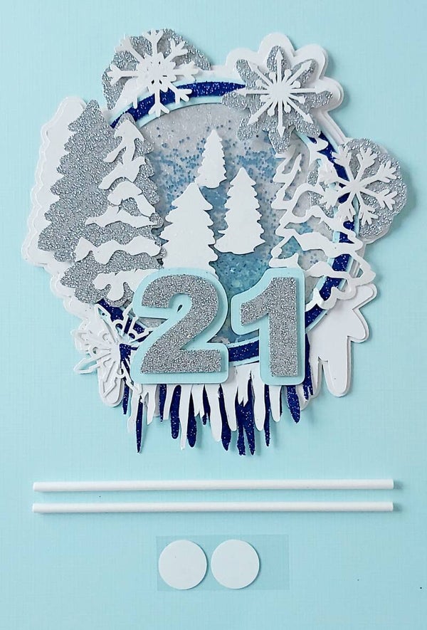 Topper luxe shaker met glitters winter wonderland