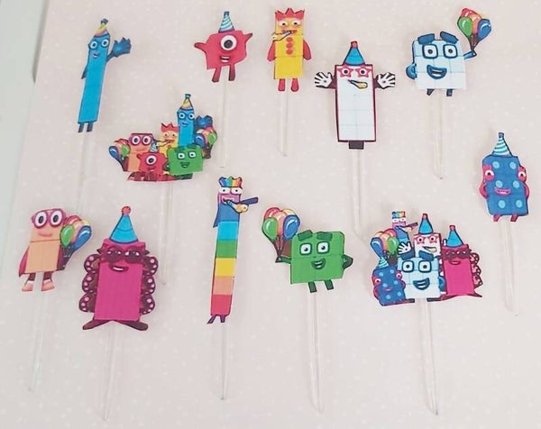 Cupcake toppers nummerblokken set 12 stuks