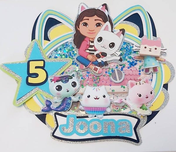 Topper luxe shaker met glitters Gabby´s Poppenhuis blauw/groen nummer 2