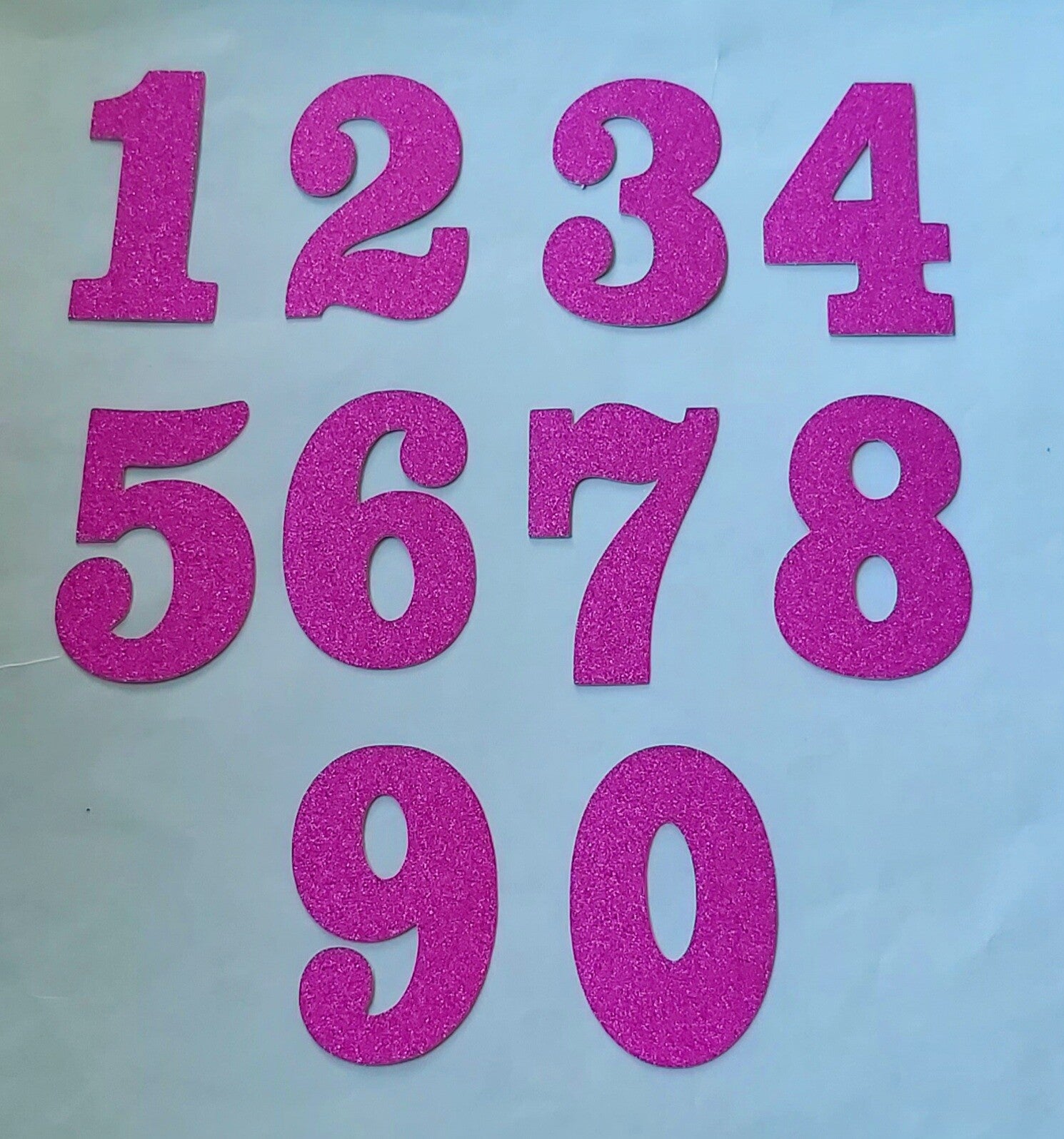 Cijfer toppers roze glitter karton set 0 t/m 9