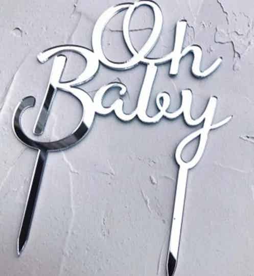 Topper acryl zilver Oh Baby