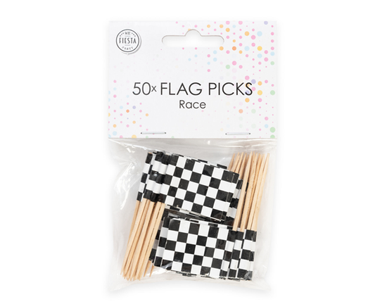 vlagprikker race - sate prikkers wedstrijd - borrelhapjes versieren 50 stuks - race vlagprikkers -