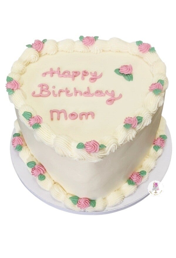 Taart hart vorm happy birthday mom, 12 personen