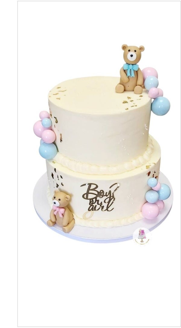 Gender Reveal taart nummer 4, 25 personen, 2 lagen