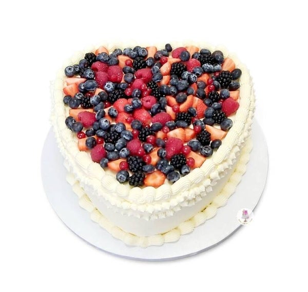 Bruidstaart nummer 15 aansnijtaart rood fruit, hart, 20 personen
