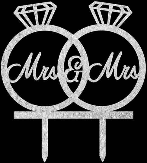 Mrs & Mrs taarttopper acryl zilver