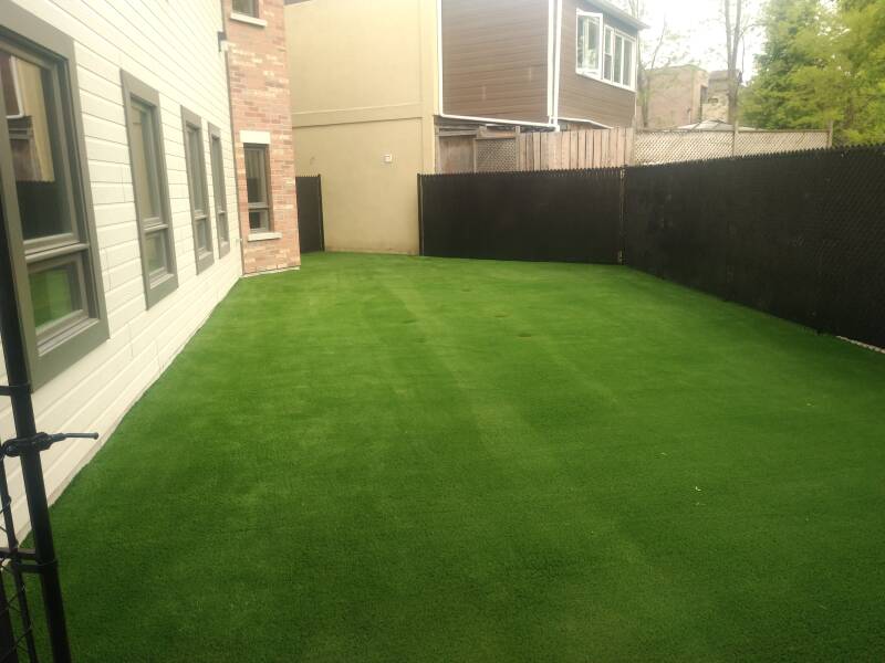 "Artificial grass installation at a daycare CPE in Laval, Quebec" ✅